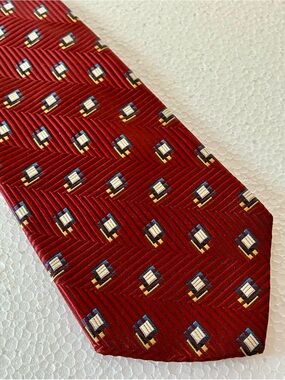 Nob Hill XL 100% Silk Tie, Made in Italy Burgundy Red